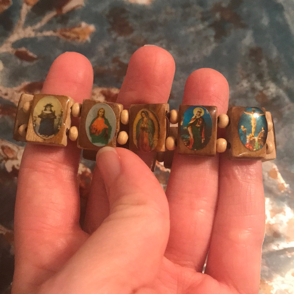 From the Holy Land: Olive wood Icon Bracelet